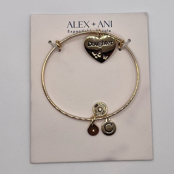 Alex and Ani Daughter Heart Expandable Gold Charm Bangle Bracelet - Picture 2 of 3